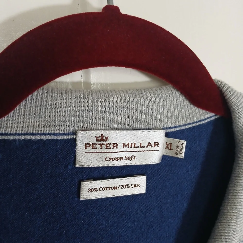 Peter‎ Millar Crown Soft Quarter Zip Sweater Cotton Silk Mens XL Blue MS18S01